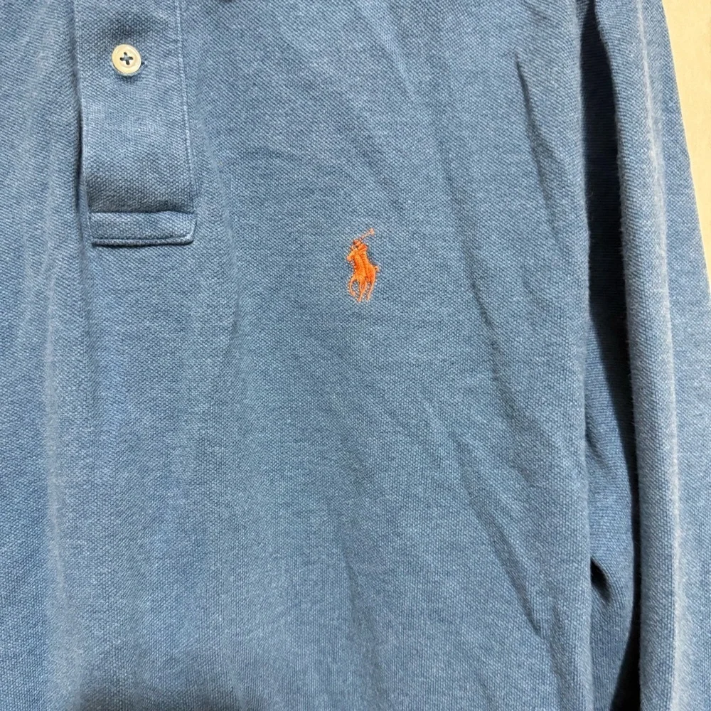 Polo Ralph Lauren Blue Orange Pony Cotton Long Sleeve Polo Shirt